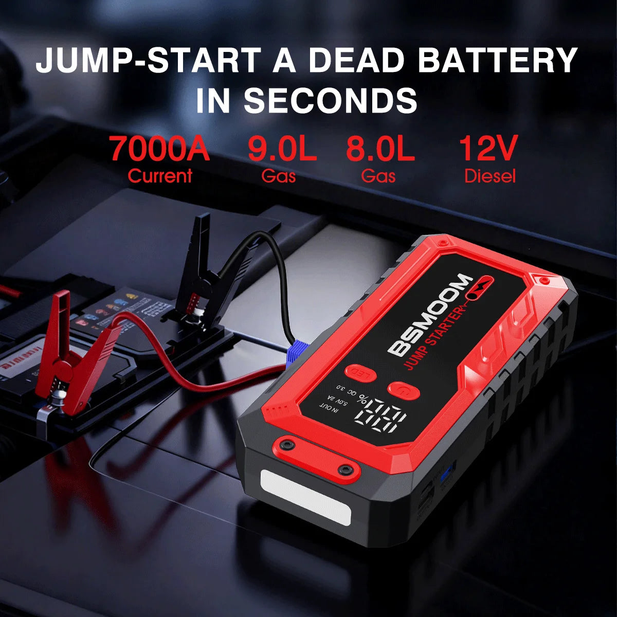 7000A Car Jump Starter Big Power Bank Car Battery Booster 12V Car Starting Device for Petrol 9.0L Diesel 8.0L