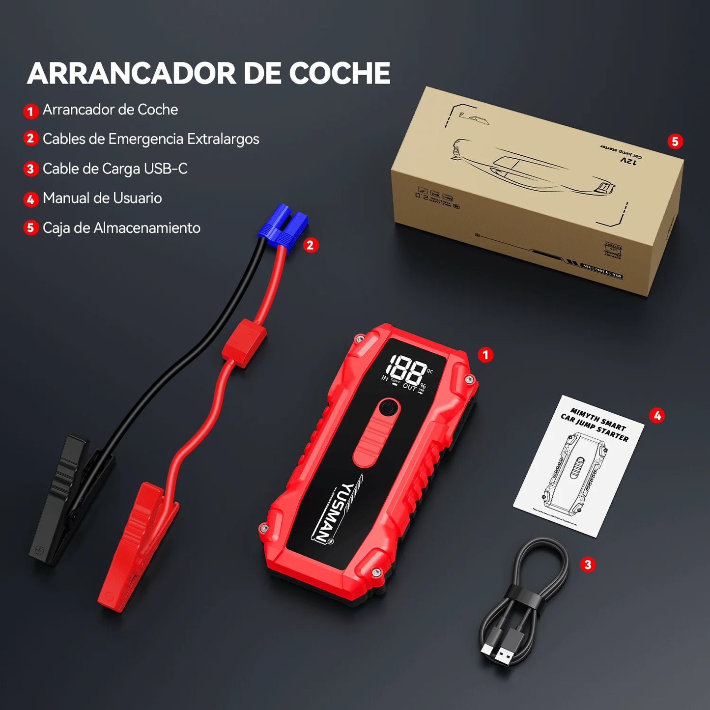 7000A Car Jump Starter Big Power Bank Car Battery Booster 12V Car Starting Device for Petrol 9.0L Diesel 8.0L